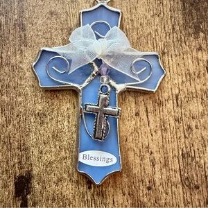 Blue and Silver Cross Ornament